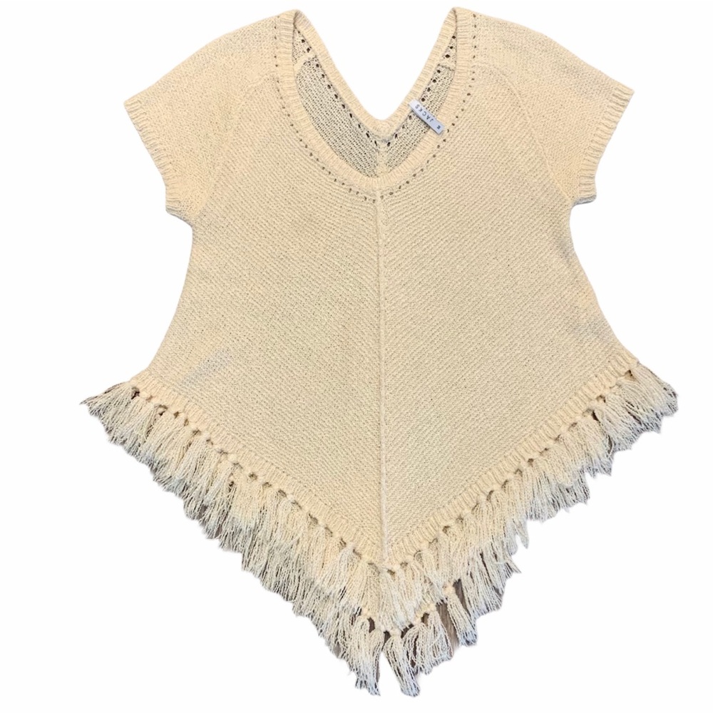 JACKS Crocheted Short Sleeve Tasseled Sweater